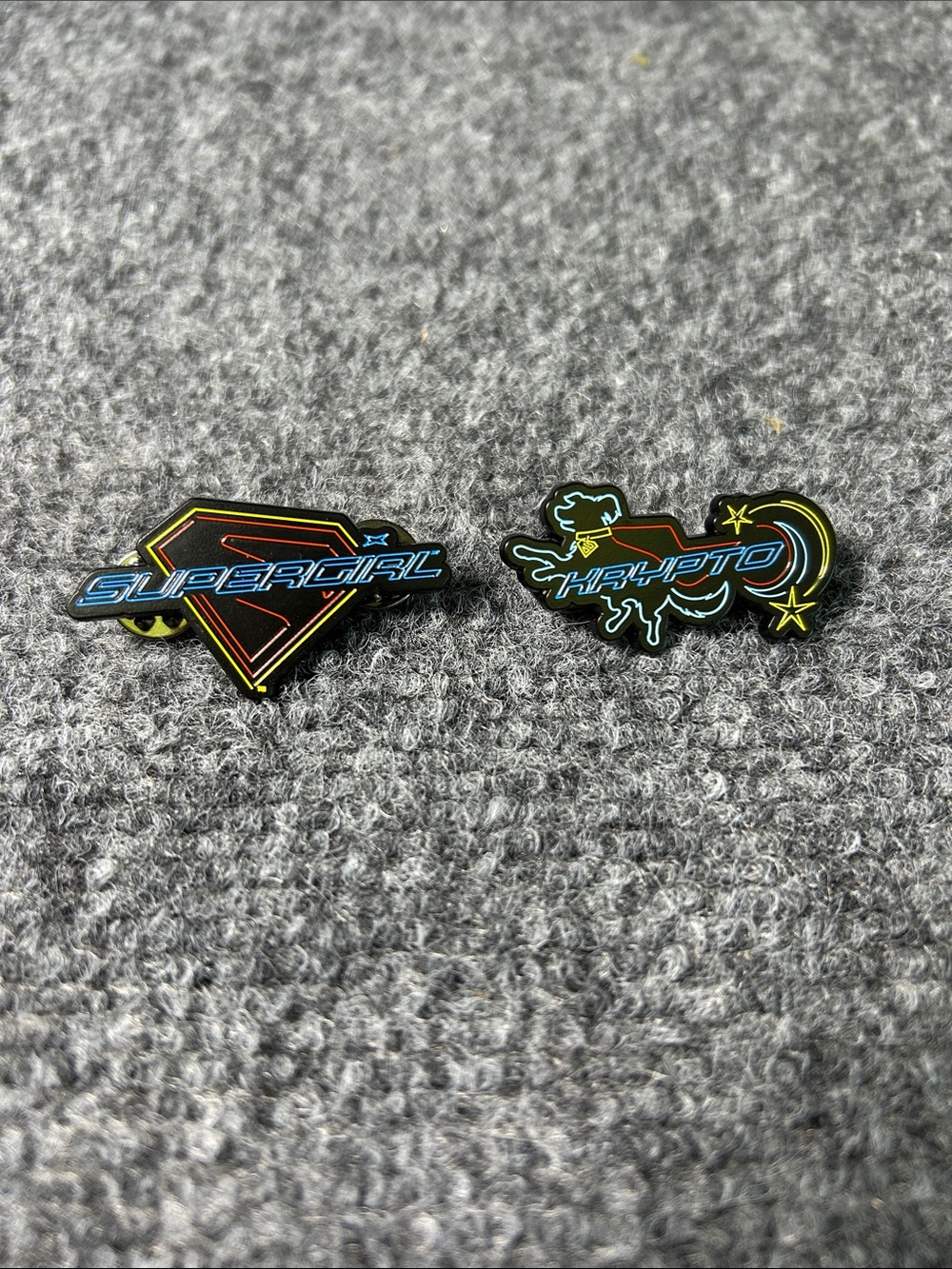 Supergirl & Krypto Enamel Pin Set - Black, Blue, Yellow Accent